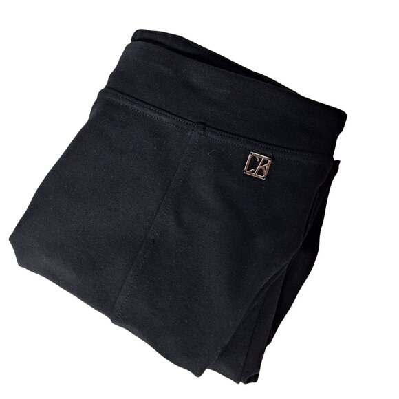 Calvin Klein S Black Pull On Ponte Ankle Pants Trouser CK Logo Minimalist Office - Picture 1 of 4